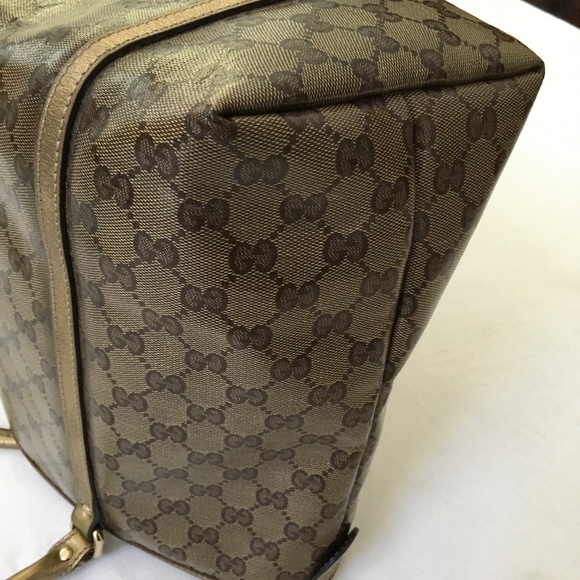 GUCCI Crystal Joy GG Tote Brown with Gold Trim - Picture 6 of 16